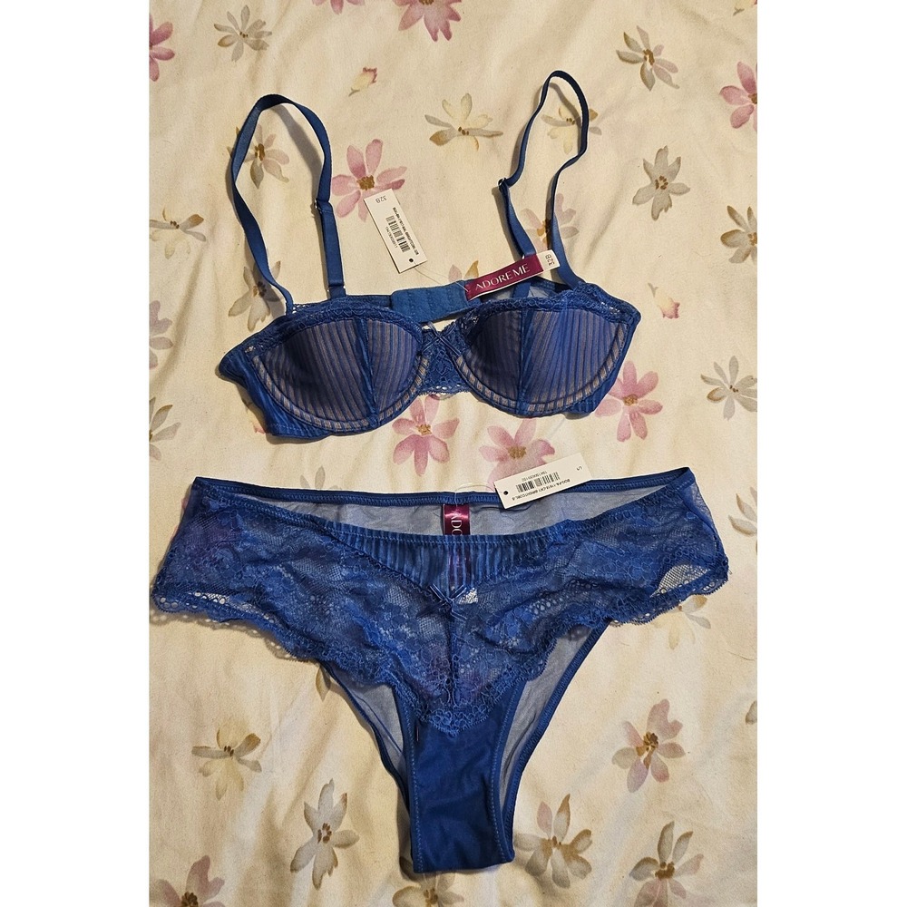 Adore‎ Me's Selma Dark Blue Contour Balconette and Cheeky Panty Set